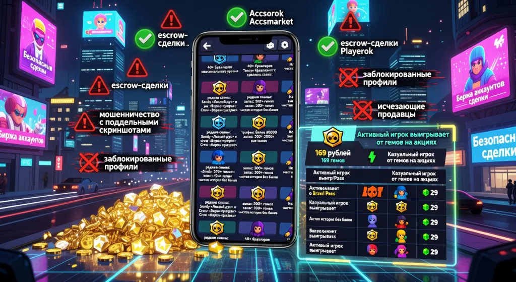 Где безопасно купить аккаунт Brawl Stars, продать его и почему гемы в нём выгоднее бравл пасса